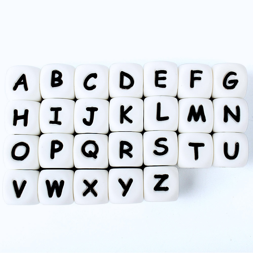 White Silicone Letter Beads Set