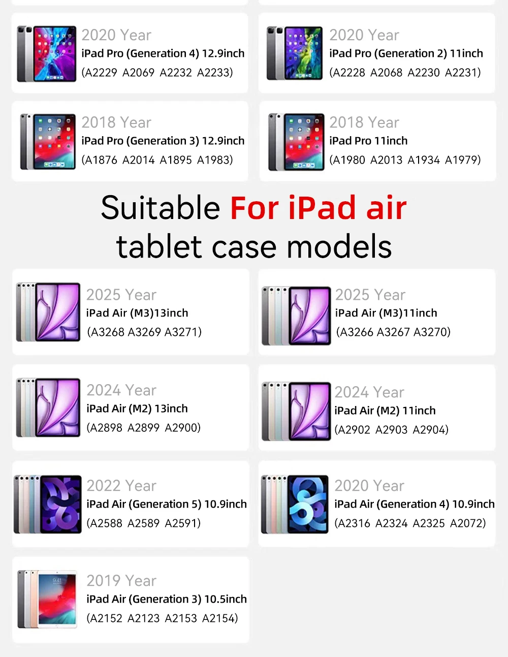 For iPad Keyboard Case For iPad 2025 iPad Air 11in 13in M2 M3 Pro 11in 13in M4 Pro 11 12.9 10.2 9/8/7th 10/11th 9.7 Air 3 2 Case