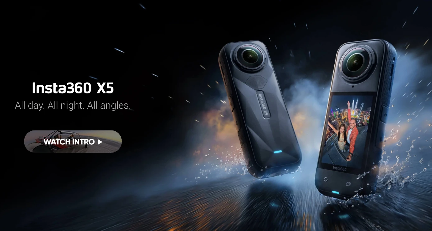 Insta360 X5 Action Camera 2025 New 8K 30fps Replaceable Lenses AI Chip Superior Low Light Mins Run Life Insta X5