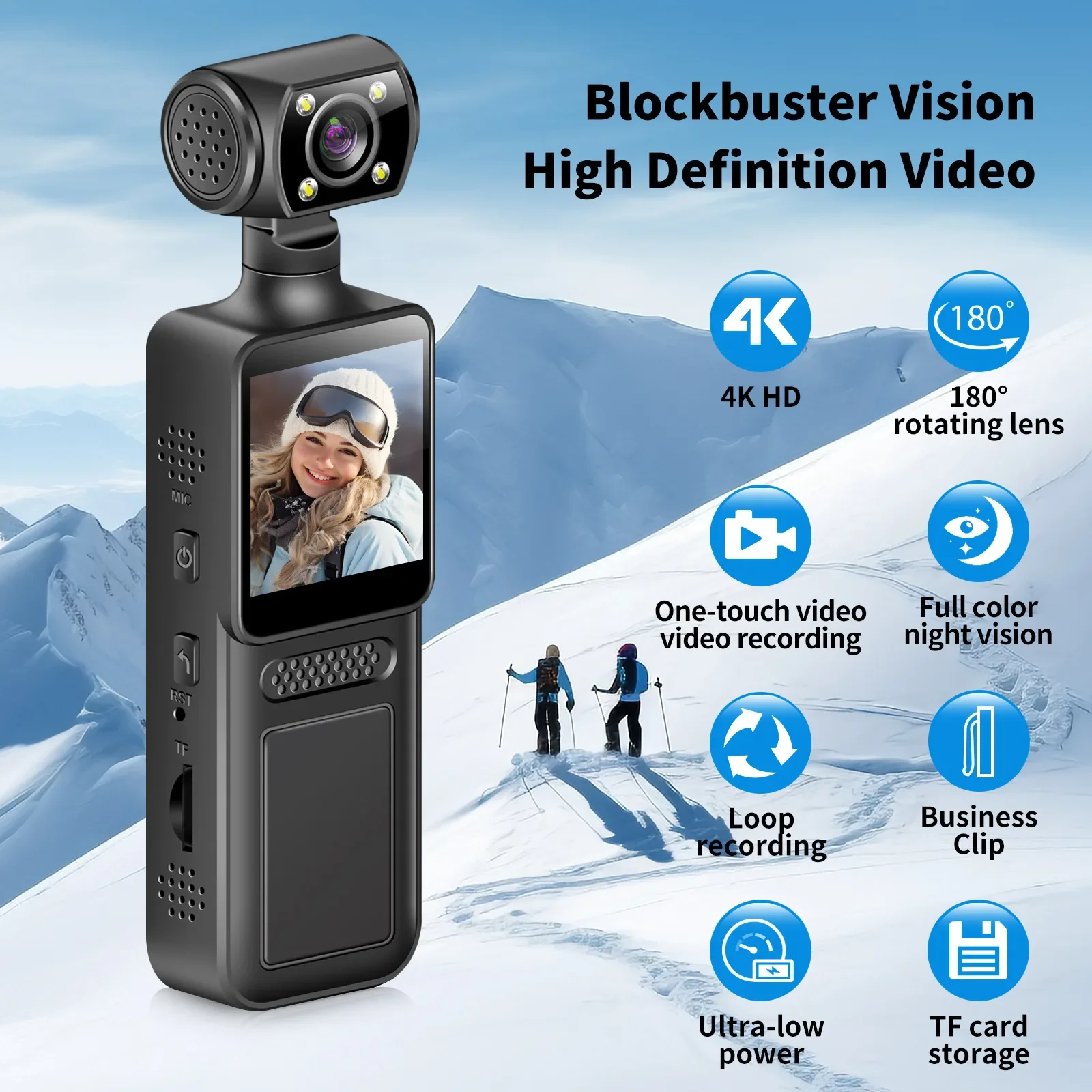 Mini Camera 1080P 4K HD  Wearable Night Vision Sports DV Digital Video Fitness Enthusiast Recorder 360 Rotating Pocket Camera