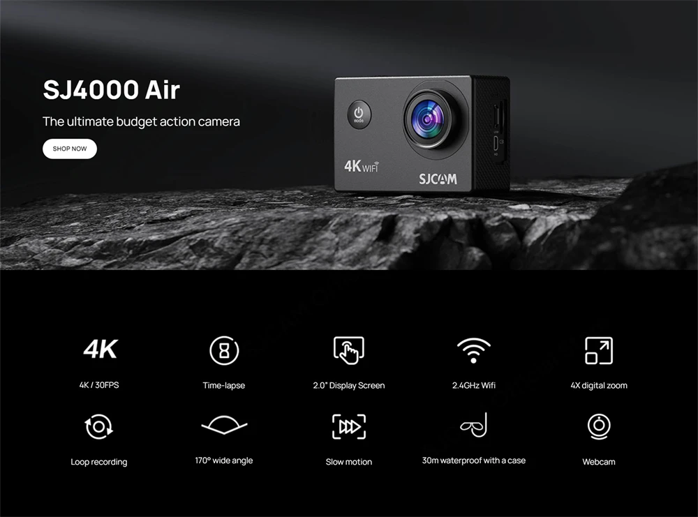 SJCAM SJ4000 Air Waterproof Action Camera 4K 30FPS 170° Wide-Angle Multifunctional Outdoor Sports Action Cam