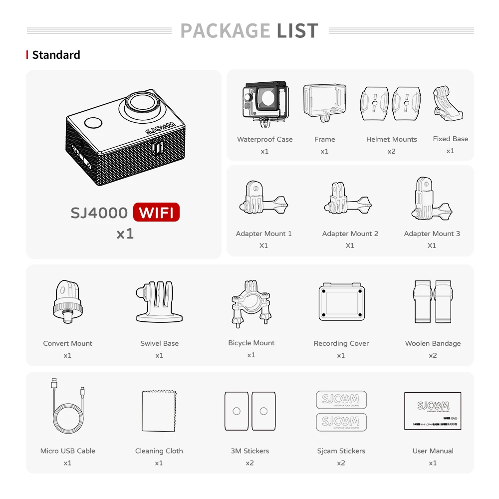 SJCAM SJ4000 Air Waterproof Action Camera 4K 30FPS 170° Wide-Angle Multifunctional Outdoor Sports Action Cam