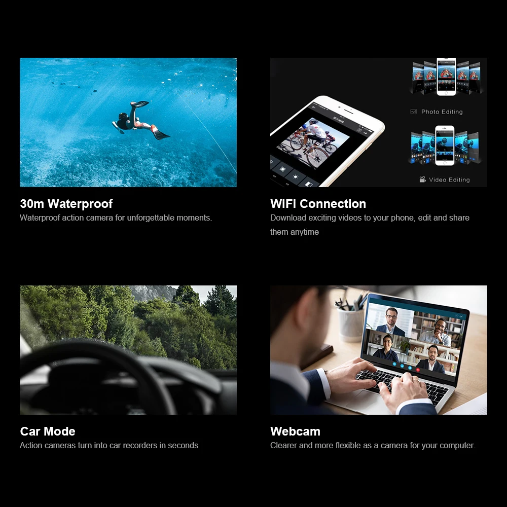 SJCAM SJ4000 Air Waterproof Action Camera 4K 30FPS 170° Wide-Angle Multifunctional Outdoor Sports Action Cam