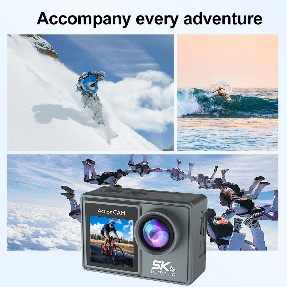 5K 4K60FPS Action Camera Dual IPS Touch LCD DVR EIS 170° 30M Waterproof 5X Zoom Sport Camera With Wireless Mic&Remote Control 5K 4K60FPS Action Camera Dual IPS Touch LCD DVR EIS 170° 30M Waterproof 5X Zoom Sport Camera With Wireless Mic&Remote Control
