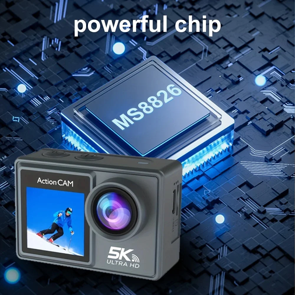 5K 4K60FPS Action Camera Dual IPS Touch LCD DVR EIS 170° 30M Waterproof 5X Zoom Sport Camera With Wireless Mic&Remote Control 5K 4K60FPS Action Camera Dual IPS Touch LCD DVR EIS 170° 30M Waterproof 5X Zoom Sport Camera With Wireless Mic&Remote Control