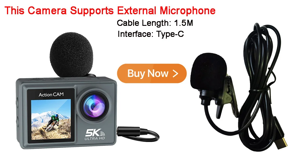 5K 4K60FPS Action Camera Dual IPS Touch LCD DVR EIS 170° 30M Waterproof 5X Zoom Sport Camera With Wireless Mic&Remote Control 5K 4K60FPS Action Camera Dual IPS Touch LCD DVR EIS 170° 30M Waterproof 5X Zoom Sport Camera With Wireless Mic&Remote Control