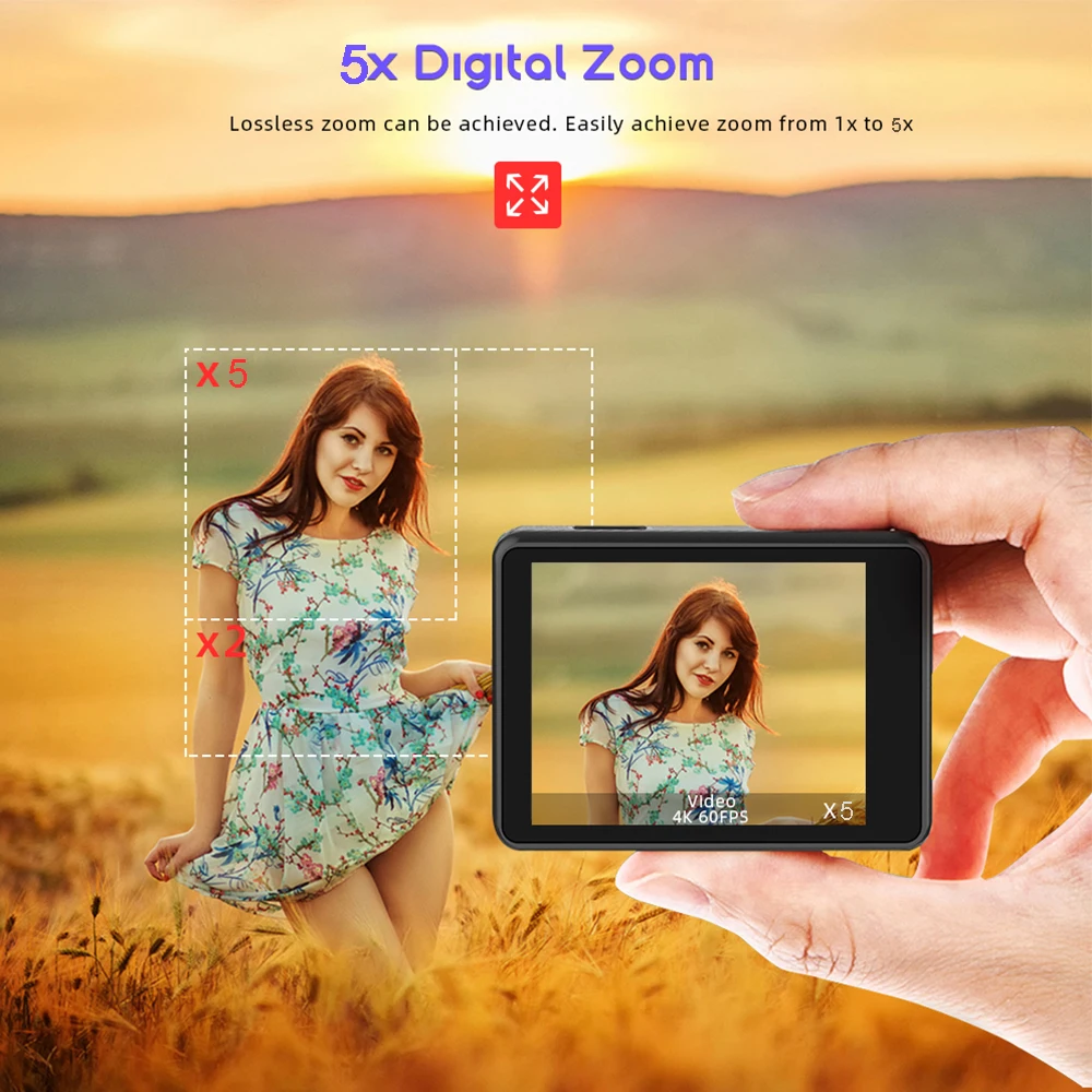 5K 4K60FPS Action Camera Dual IPS Touch LCD DVR EIS 170° 30M Waterproof 5X Zoom Sport Camera With Wireless Mic&Remote Control 5K 4K60FPS Action Camera Dual IPS Touch LCD DVR EIS 170° 30M Waterproof 5X Zoom Sport Camera With Wireless Mic&Remote Control