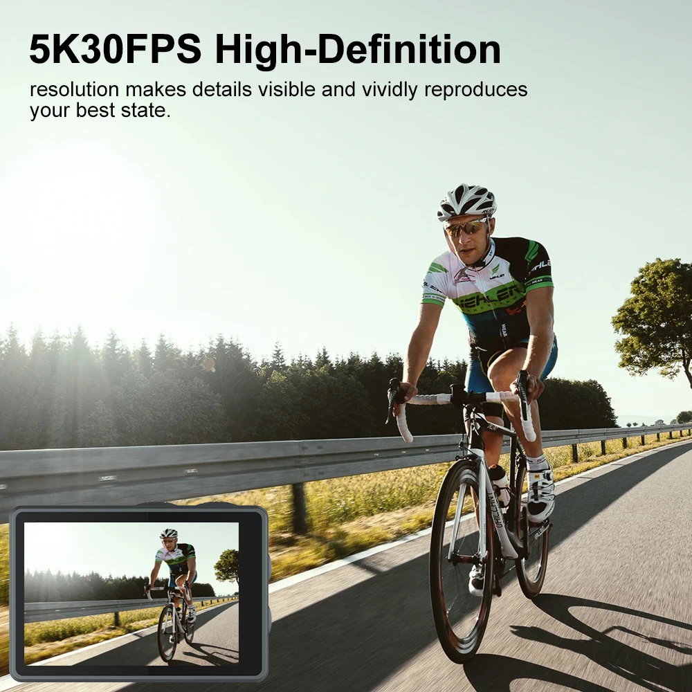 5K 4K60FPS Action Camera Dual IPS Touch LCD DVR EIS 170° 30M Waterproof 5X Zoom Sport Camera With Wireless Mic&Remote Control 5K 4K60FPS Action Camera Dual IPS Touch LCD DVR EIS 170° 30M Waterproof 5X Zoom Sport Camera With Wireless Mic&Remote Control