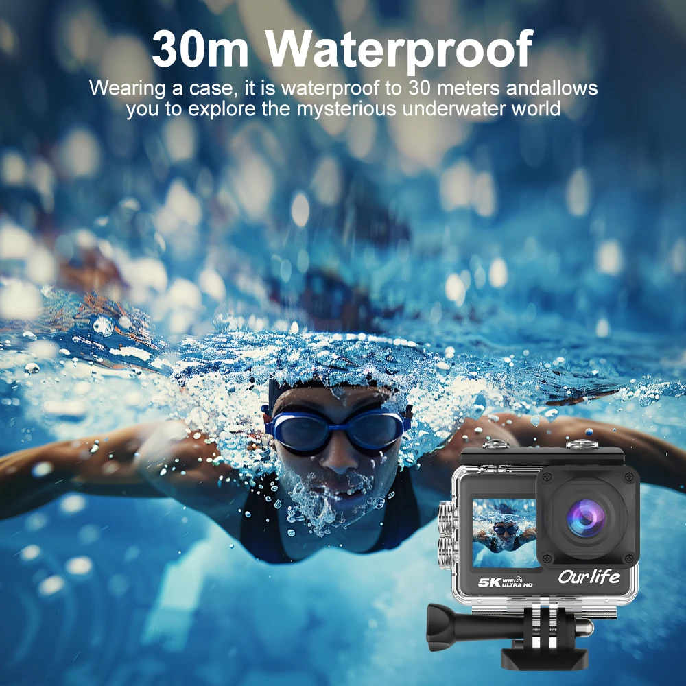Ourlife 5K30FPS Action Camera 2.0'' Touch LCD 170° DVR 30M Waterproof Remote Control 5X Zoom Helmet WiFi 4K60FPS Sport Camera Ourlife 5K30FPS Action Camera 2.0'' Touch LCD 170° DVR 30M Waterproof Remote Control 5X Zoom Helmet WiFi 4K60FPS Sport Camera