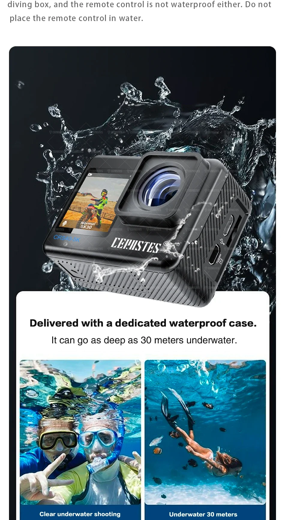 CERASTES Action Camera 5K 4K 60FPS WiFi Anti-shake Dual Screen 170° Wide Angle 30m Waterproof Sport Camera with Remote Control CERASTES Action Camera 5K 4K 60FPS WiFi Anti-shake Dual Screen 170° Wide Angle 30m Waterproof Sport Camera with Remote Control