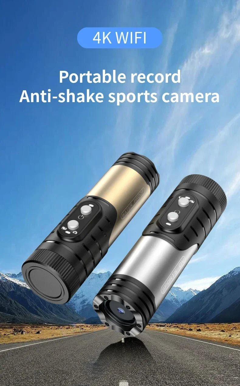 4K Full HD Wifi Portable Camera Waterproof and Anti Shake Sports Cameras Bicycle Motorcycle Helmet Cam Flashlight Camcorder 4K Full HD Wifi Portable Camera Waterproof and Anti Shake Sports Cameras Bicycle Motorcycle Helmet Cam Flashlight Camcorder