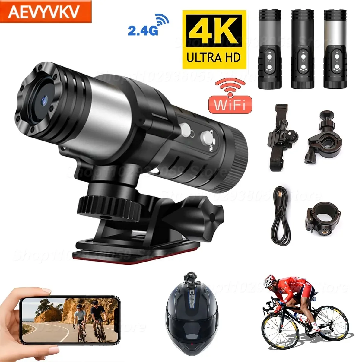 4K Full HD Wifi Portable Camera Waterproof and Anti Shake Sports Cameras Bicycle Motorcycle Helmet Cam Flashlight Camcorder 4K Full HD Wifi Portable Camera Waterproof and Anti Shake Sports Cameras Bicycle Motorcycle Helmet Cam Flashlight Camcorder