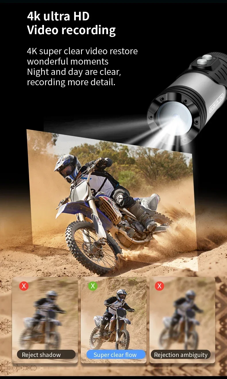 4K Full HD Wifi Portable Camera Waterproof and Anti Shake Sports Cameras Bicycle Motorcycle Helmet Cam Flashlight Camcorder 4K Full HD Wifi Portable Camera Waterproof and Anti Shake Sports Cameras Bicycle Motorcycle Helmet Cam Flashlight Camcorder