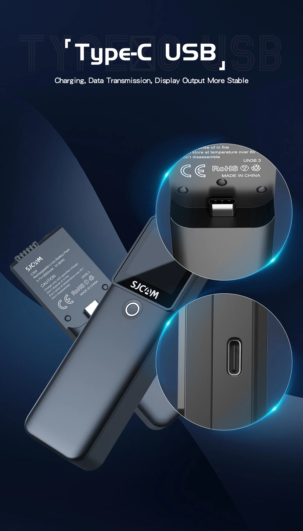 SJCAM C300 Pocket Action Camera 4K FHD With Long Battery Life Video 30M Waterproof 5G WiFi Camera Sport Action Cam