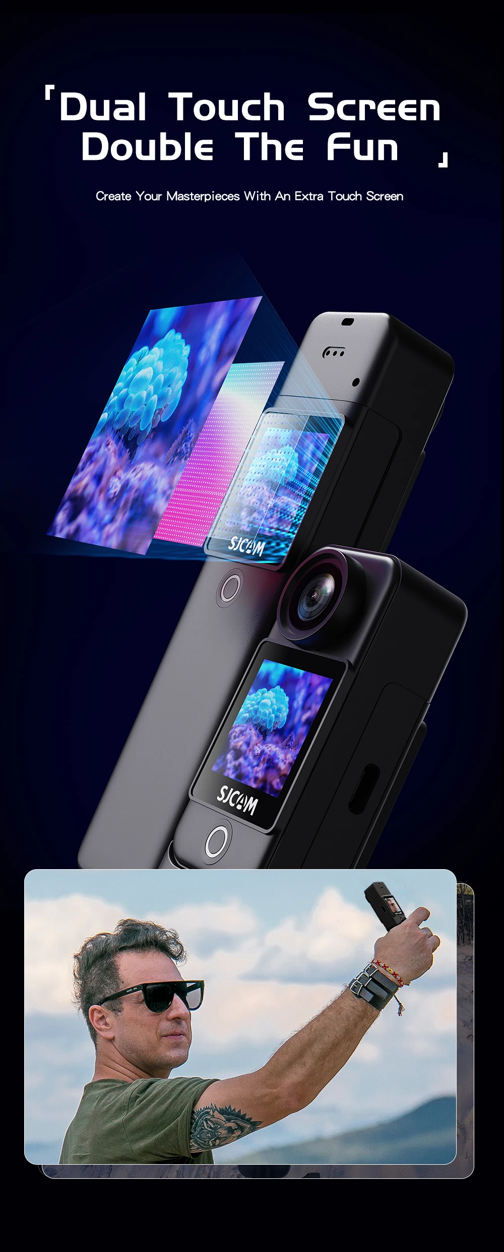 SJCAM C300 Pocket Action Camera 4K FHD With Long Battery Life Video 30M Waterproof 5G WiFi Camera Sport Action Cam