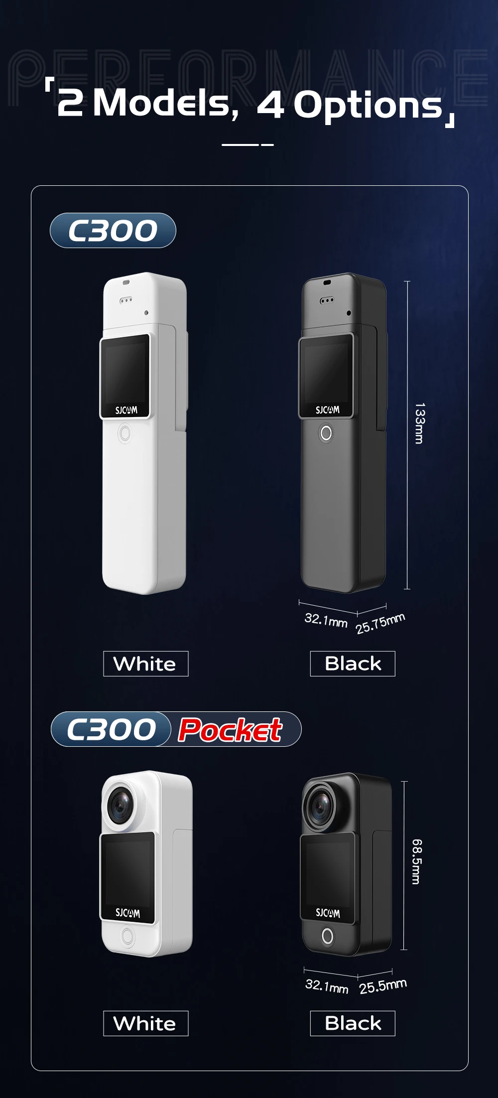 SJCAM C300 Pocket Action Camera 4K FHD With Long Battery Life Video 30M Waterproof 5G WiFi Camera Sport Action Cam