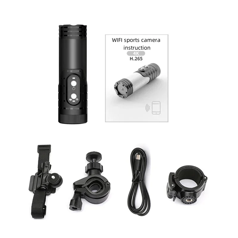 4K Mini Sport DV Action Sport Camera Flashlight Helmet Full HD 1080P Video Ideal Bodycam for Bike, Cycle, Motorcycle Camcorder