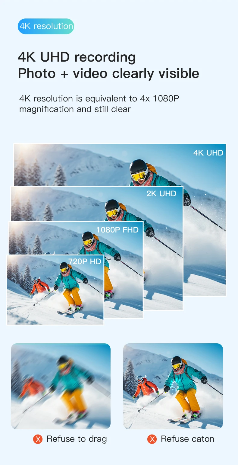 4K Thumb Action Camera, HD Sports Camera, Digital Image Stabilization, Automatic Exposure, 800mAh Battery, Rechargeable Lithium