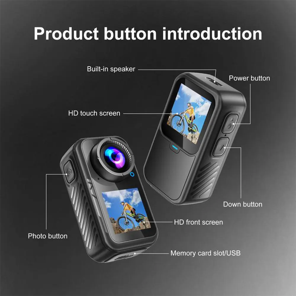 5K Thumb Action Camera 4K 60FPS 6-Axis Touch Screen Stabilization Pocket Sports Camera Magnetic Motorcycle Waterproof Bodycam