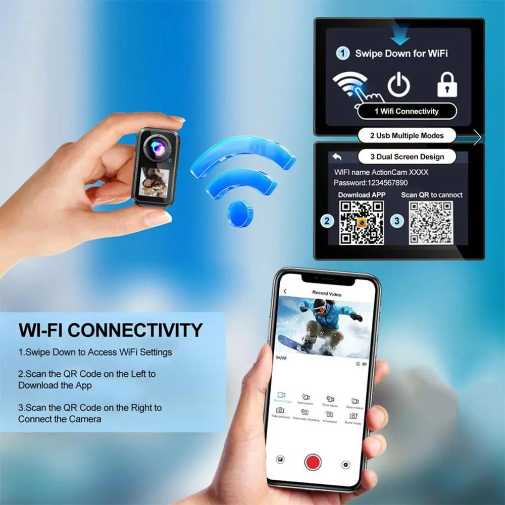 5K Thumb Action Camera 4K 60FPS 6-Axis Touch Screen Stabilization Pocket Sports Camera Magnetic Motorcycle Waterproof Bodycam