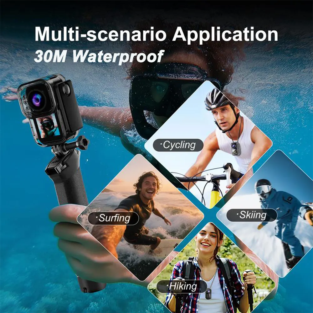 5K Thumb Action Camera 4K 60FPS WiFi 6-Axis Stabilization Touch Screen Sports Camera Magnetic Motorcycle Bike Waterproof Bodycam