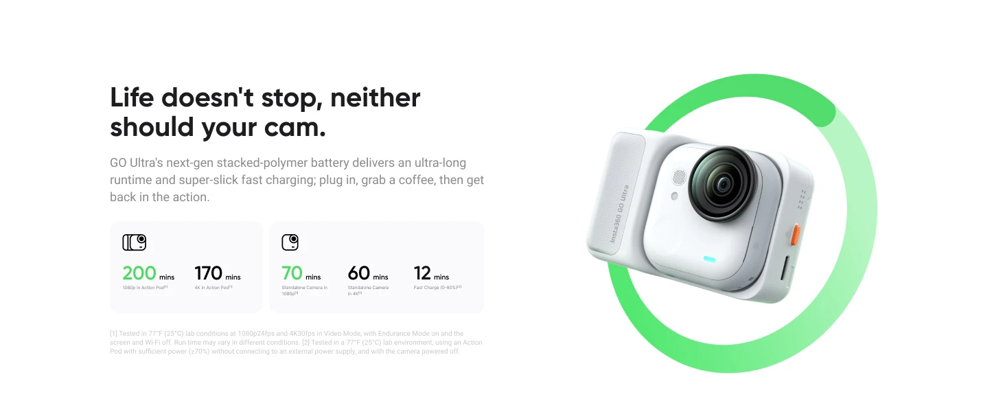 Insta360 GO Ultra - Hands-Free 4K Mini Cam Lightweight & Mobile Top in Low Light Stabilization 200 Min Battery 10m Waterproof New Original Insta360 GO Ultra - Hands-Free 4K Mini Cam Lightweight & Mobile Top in Low Light Stabilization 200 Min Battery 10m Waterproof New Original