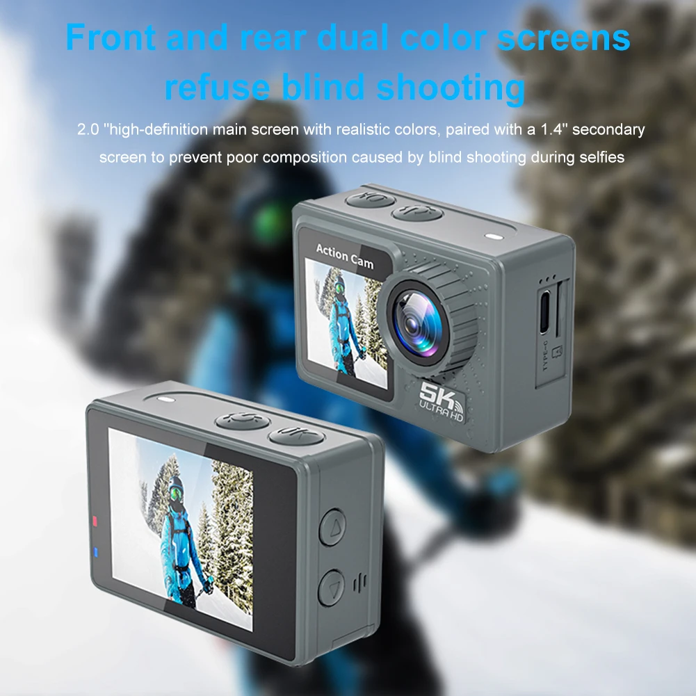 5K 4K 60FPS Action Camera 170° Wide Angle WIFI Outdoor Cycling Camera 30m Waterproof Diving Mini DV Camera with Remote Control