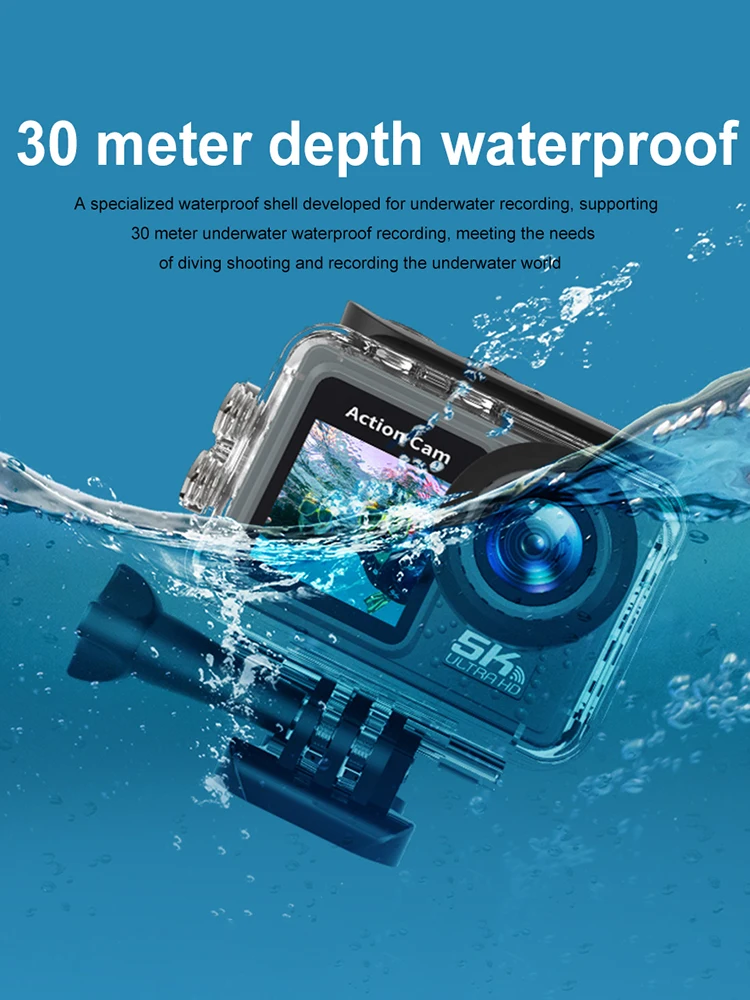 5K 4K 60FPS Action Camera 170° Wide Angle WIFI Outdoor Cycling Camera 30m Waterproof Diving Mini DV Camera with Remote Control