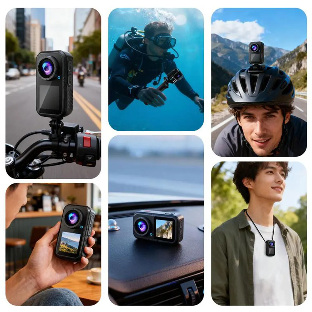 5K Thumb Action Camera 4K 60FPS Touch Screen Mini Waterproof Bodycam 6-Axis Stabilization Magnetic Motorcycle Sports Camera