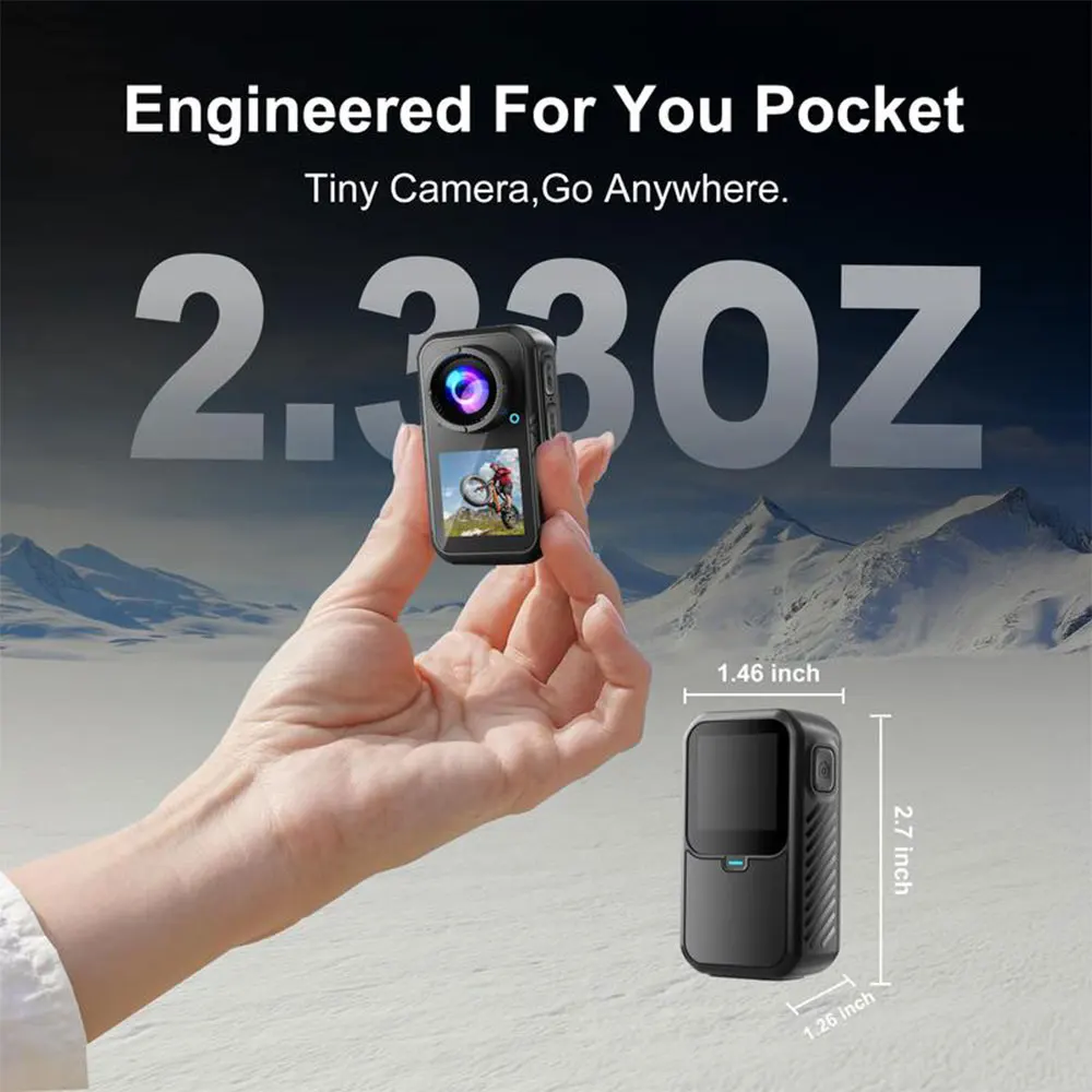 5K Thumb Action Camera 4K 60FPS Touch Screen Mini Waterproof Bodycam 6-Axis Stabilization Magnetic Motorcycle Sports Camera