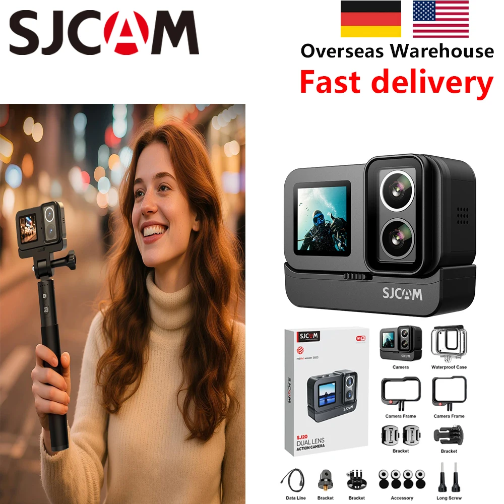 [Overseas Warehouse] SJCAM SJ20 4K Outdoor Sports Camera Anti-Shake 5G WiFi with Screen Helmet Bike Video Recording Fast Ship