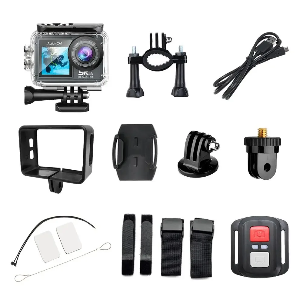 5K Action Camera 4K60FPS WiFi Remote Control Sport Camera EIS WiFi 170°Wide Angle 30M Waterproof Bicycle Motorcycles Sports Cam