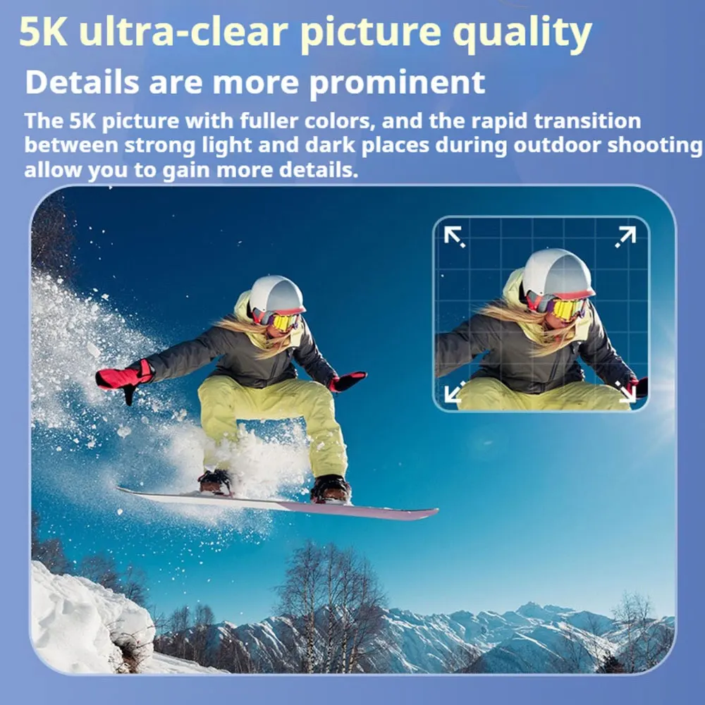 5K Action Camera 4K60FPS WiFi Remote Control Sport Camera EIS WiFi 170°Wide Angle 30M Waterproof Bicycle Motorcycles Sports Cam