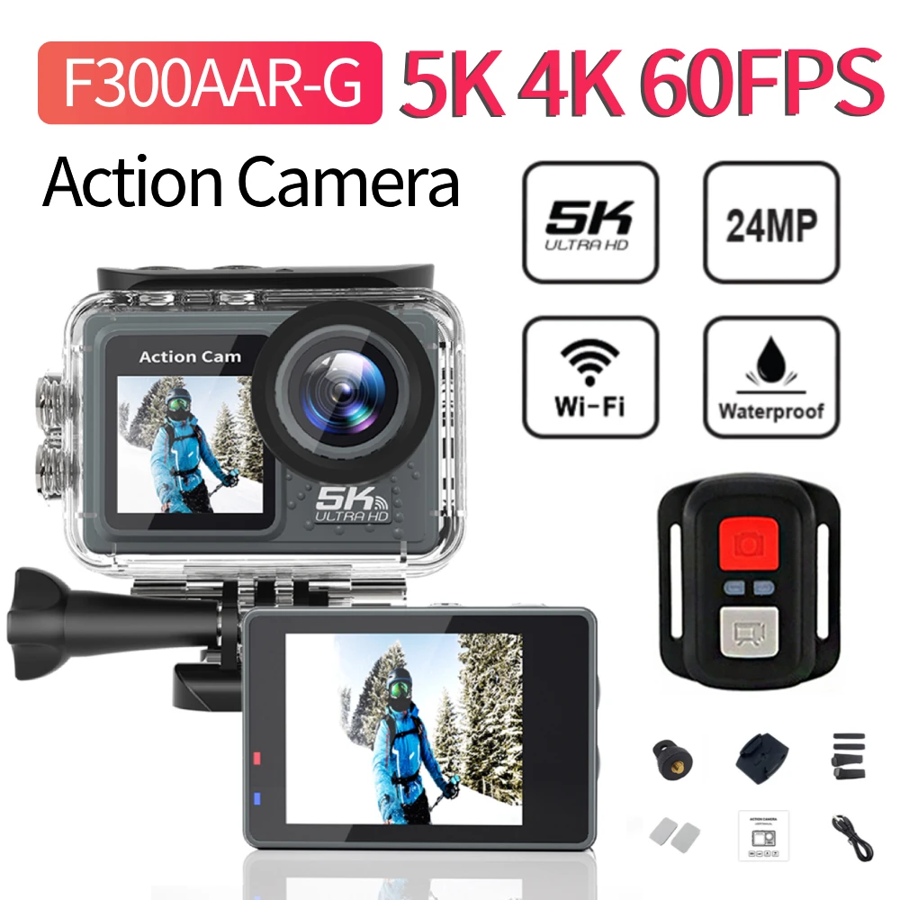 5K 4K 60FPS Action Camera Anti-shake WIFI Sports DV Cam Dual Screen Outdoor Cycling Camera 170° Wide Angle with Remote Control