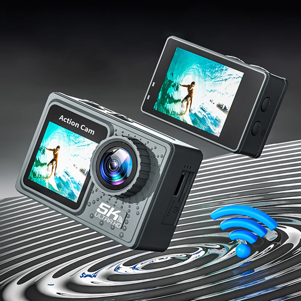 5K 4K 60FPS Action Camera Anti-shake WIFI Sports DV Cam Dual Screen Outdoor Cycling Camera 170° Wide Angle with Remote Control