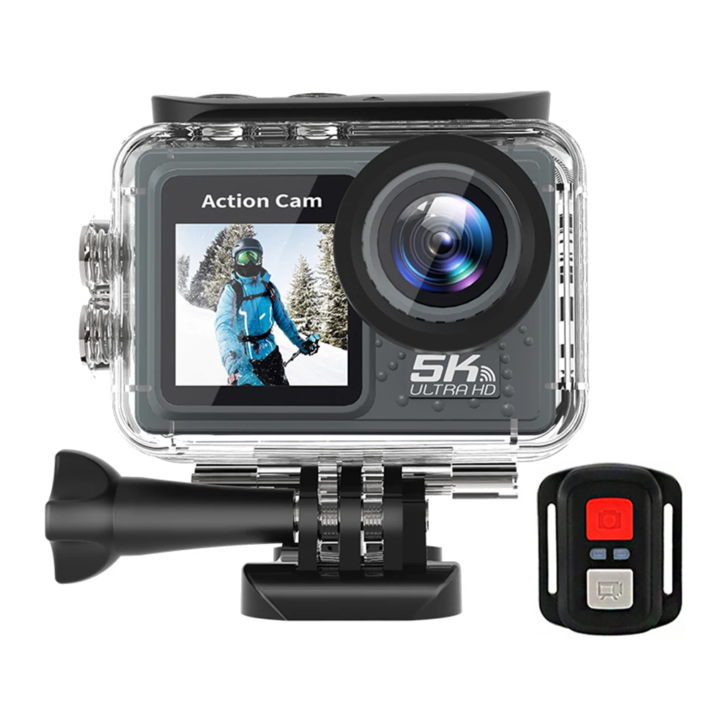 5K 4K 60FPS Action Camera Anti-shake WIFI Sports DV Cam Dual Screen Outdoor Cycling Camera 170° Wide Angle with Remote Control