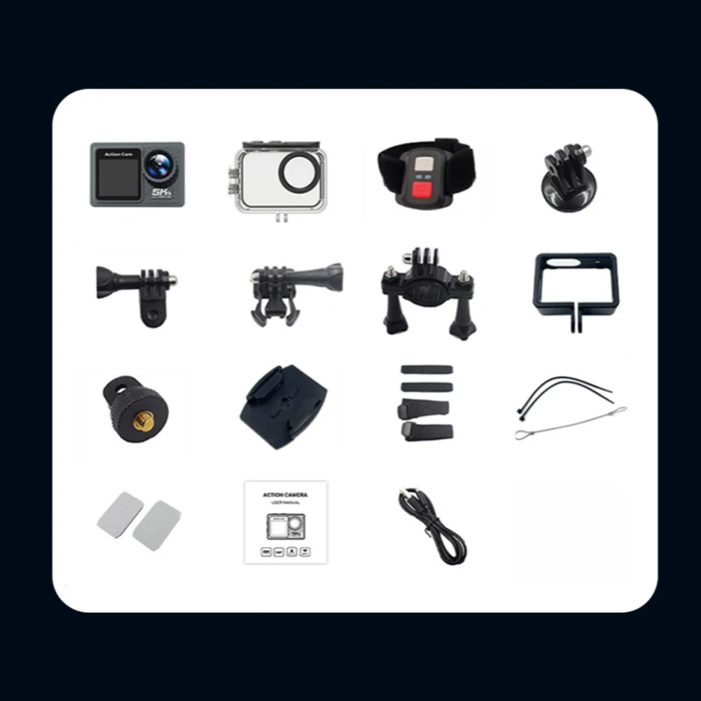 5K 4K 60FPS Action Camera Anti-shake WIFI Sports DV Cam Dual Screen Outdoor Cycling Camera 170° Wide Angle with Remote Control