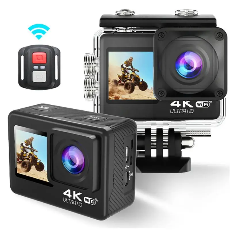 4K WiFi Action Camera Waterproof 30m with remote control Ultra HD Outdoor Sport Camera Black 64GB