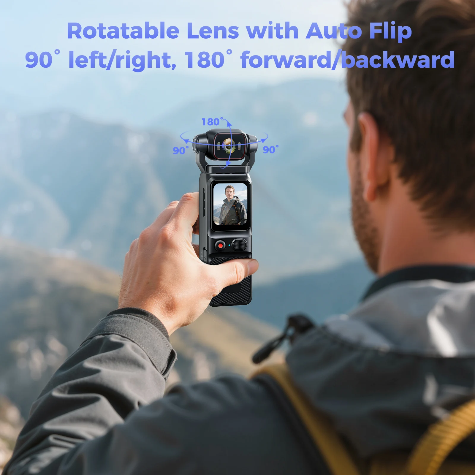 4K UHD Pocket Action Camera Touch Screen Anti-Shake Stabilization Bodycam WIFI Outdoor DV 180°Rotatable Small Video Recorder