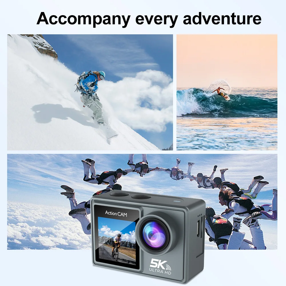Blossom 5K Action Camera HD 1080P Dual Screen with Wide Angle Waterproof Sport Camera with WiFi Remote Control Video Recording Blossom 5K Action Camera HD 1080P Dual Screen with Wide Angle Waterproof Sport Camera with WiFi Remote Control Video Recording