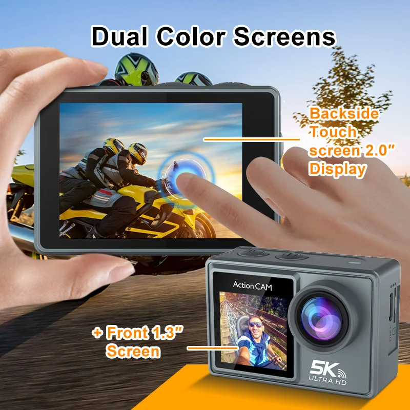 Blossom 5K Action Camera HD 1080P Dual Screen with Wide Angle Waterproof Sport Camera with WiFi Remote Control Video Recording Blossom 5K Action Camera HD 1080P Dual Screen with Wide Angle Waterproof Sport Camera with WiFi Remote Control Video Recording