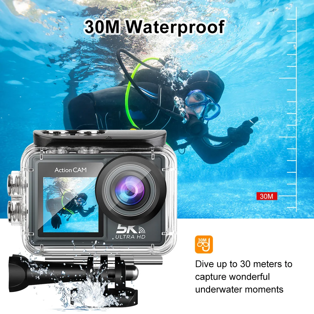 Blossom 5K Action Camera HD 1080P Dual Screen with Wide Angle Waterproof Sport Camera with WiFi Remote Control Video Recording Blossom 5K Action Camera HD 1080P Dual Screen with Wide Angle Waterproof Sport Camera with WiFi Remote Control Video Recording