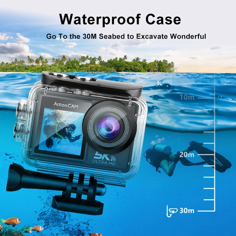 Blossom 5K Action Camera HD 1080P Dual Screen with Wide Angle Waterproof Sport Camera with WiFi Remote Control Video Recording Blossom 5K Action Camera HD 1080P Dual Screen with Wide Angle Waterproof Sport Camera with WiFi Remote Control Video Recording
