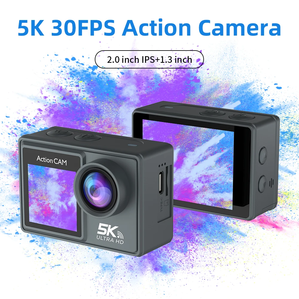 Blossom 5K Action Camera HD 1080P Dual Screen with Wide Angle Waterproof Sport Camera with WiFi Remote Control Video Recording Blossom 5K Action Camera HD 1080P Dual Screen with Wide Angle Waterproof Sport Camera with WiFi Remote Control Video Recording