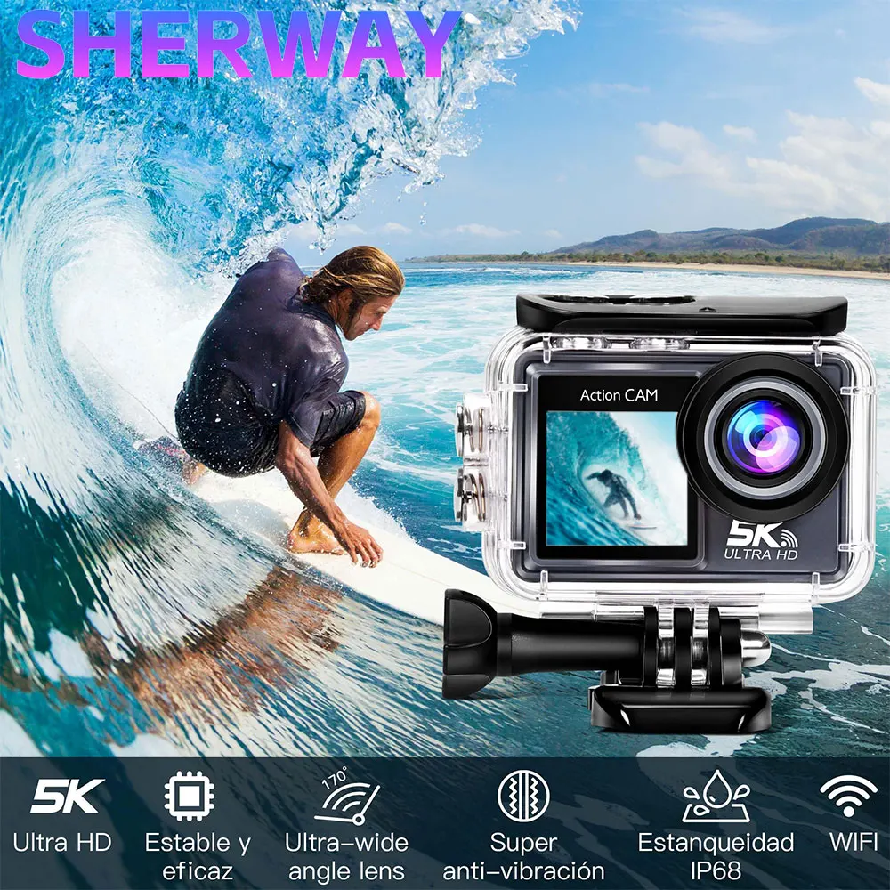 5K Action Camera Pro WiFi Remote Control Sport Camera with EIS HD 1080P 60FPS Bicycle Motorcycles Helmet Video Recording Cameras 5K Action Camera Pro WiFi Remote Control Sport Camera with EIS HD 1080P 60FPS Bicycle Motorcycles Helmet Video Recording Cameras