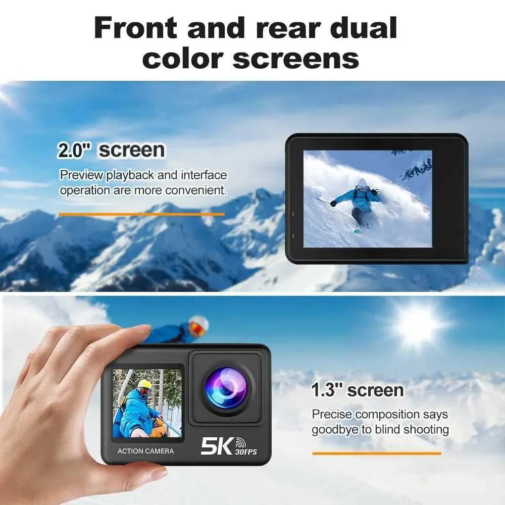 5K Action Camera Pro WiFi Remote Control Sport Camera with EIS HD 1080P 60FPS Bicycle Motorcycles Helmet Video Recording Cameras 5K Action Camera Pro WiFi Remote Control Sport Camera with EIS HD 1080P 60FPS Bicycle Motorcycles Helmet Video Recording Cameras