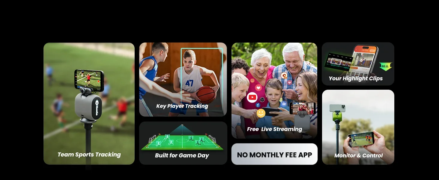 XbotGo Chameleon AI Auto Sports Action Camera - 4K 60FPS Soccer Camera and Basketball Tracking Camera for Team Sports