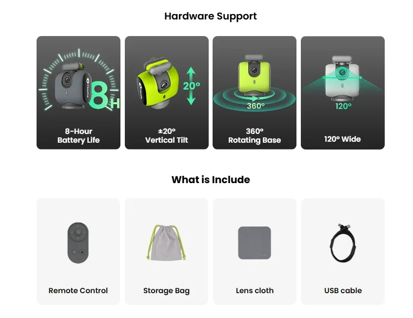 XbotGo Chameleon AI Auto Sports Action Camera - 4K 60FPS Soccer Camera and Basketball Tracking Camera for Team Sports