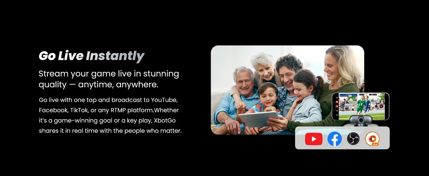 XbotGo Chameleon AI Auto Sports Action Camera - 4K 60FPS Soccer Camera and Basketball Tracking Camera for Team Sports