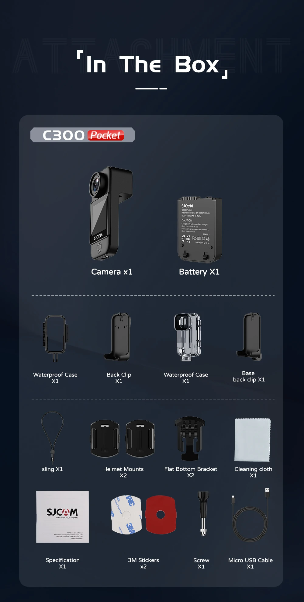 SJCAM C300 4K Action Camera Touch Screen 6-Axis Gyro Stabilization 30m Waterproof 1000+2800mAh Battery 460Min Recording